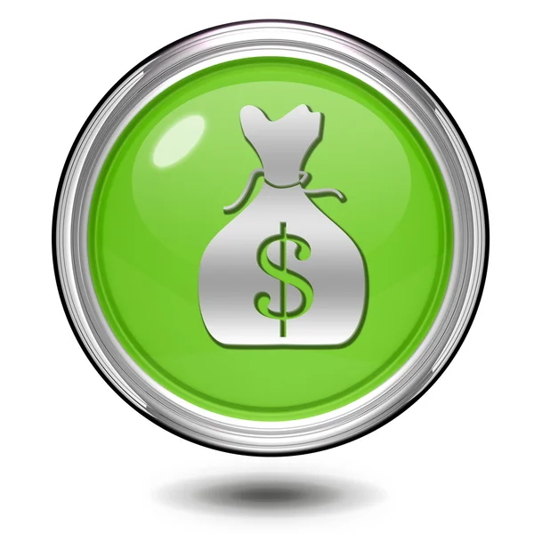 Dollár pénzt táska kör alakú ikon fehér háttér — Stock Fotó