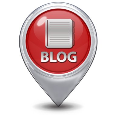 Blog işaretçi simgesi beyaz zemin üzerine