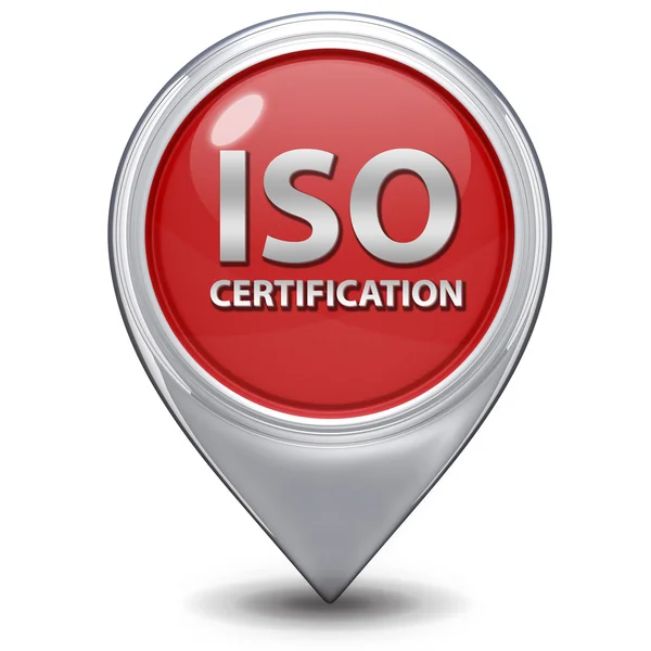 Iso-Zertifizierungszeiger-Symbol auf weißem Hintergrund — Stockfoto