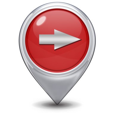 Beyaz arka plan üzerinde sağ ok işaretçi simgesi