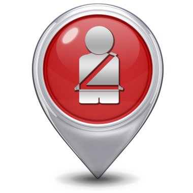 Emniyet kemeri işaretçi simgesi beyaz arka plan üzerinde