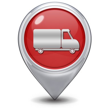 Kamyon işaretçi simgesi beyaz arka plan üzerinde