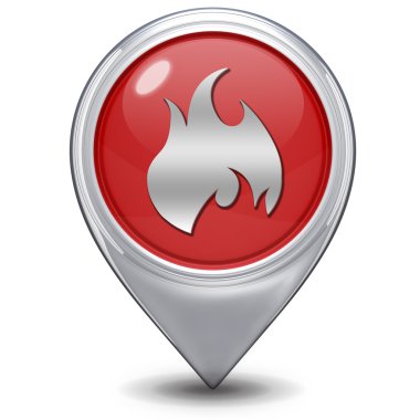 İşaretçi simgesi beyaz arka plan üzerinde ateş