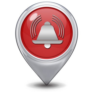 Alarm işaretçi simgesi beyaz zemin üzerine