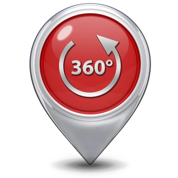 360 degrees pointer icon on white background — Stock Photo, Image