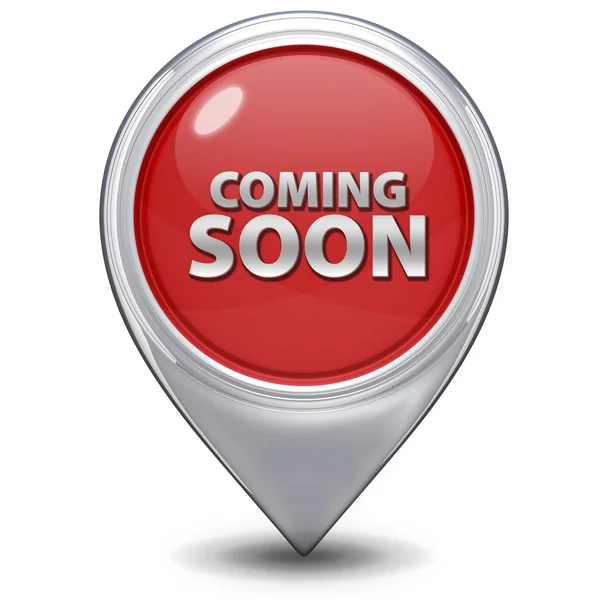 Coming soon pointer icon on white background — Stock Photo, Image