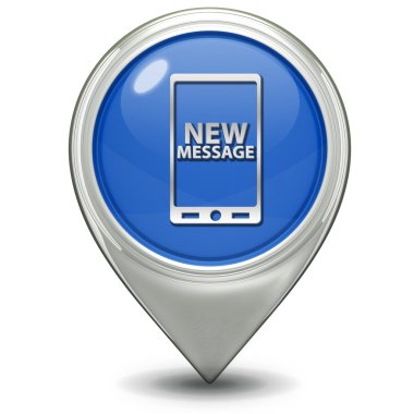 Yeni ileti işaretçi simgesi beyaz zemin üzerine