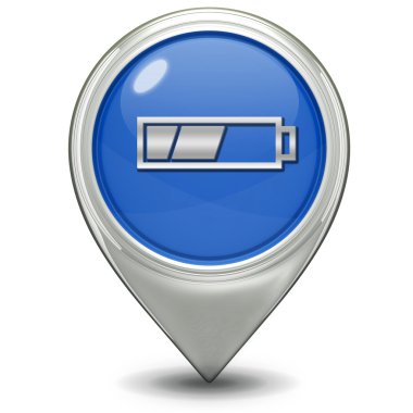 Pil işaretçi simgesi beyaz zemin üzerine