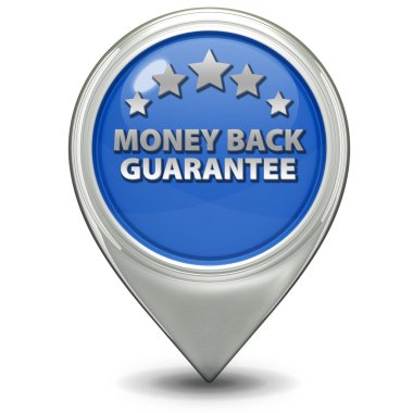 Para iade garantisi işaretçi simgesi beyaz arka plan üzerinde