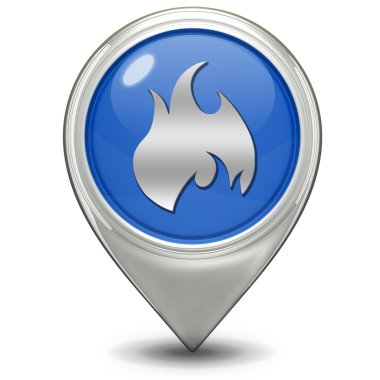 İşaretçi simgesi beyaz arka plan üzerinde ateş