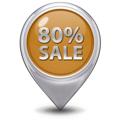 Satış % 80'i işaretçi simgesi beyaz arka plan üzerinde