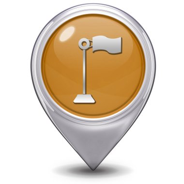 İşaretçi simgesi beyaz arka plan üzerinde bayrak