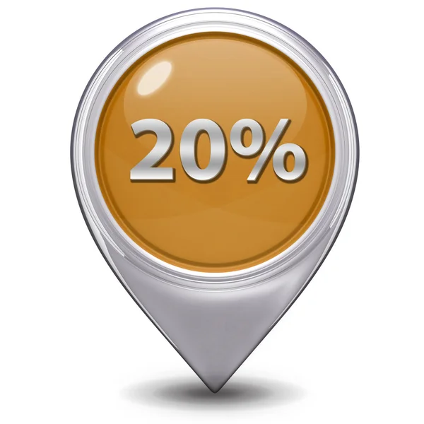 Twenty percent pointer icon on white background — Stock Photo, Image