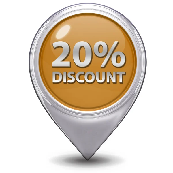 Discount twenty percent pointer icon on white background — Stock Photo, Image