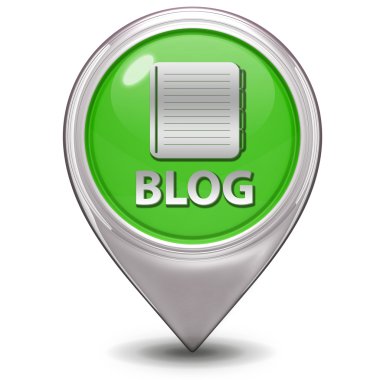 Blog işaretçi simgesi beyaz zemin üzerine