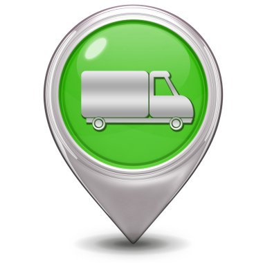 Kamyon işaretçi simgesi beyaz arka plan üzerinde