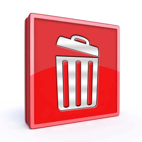 Lata de lixo ícone quadrado no fundo branco — Fotografia de Stock