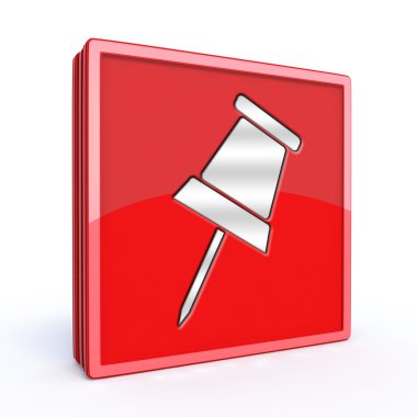 Çengelli iğne kare simgesi beyaz arka plan üzerinde