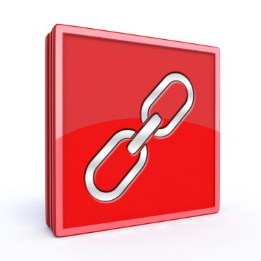 Beyaz arka plan üzerinde bağlantı kare simgesi