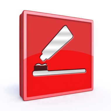 Diş fırça kare simgesi beyaz arka plan üzerinde