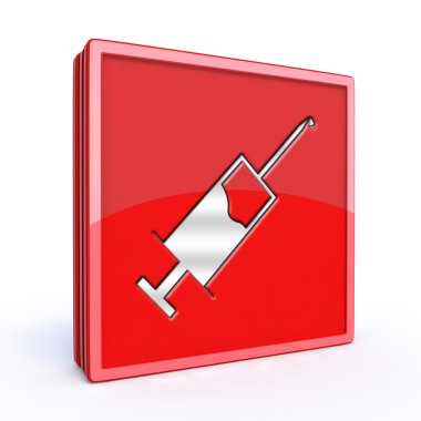 Enjeksiyon kare simgesi beyaz arka plan üzerinde