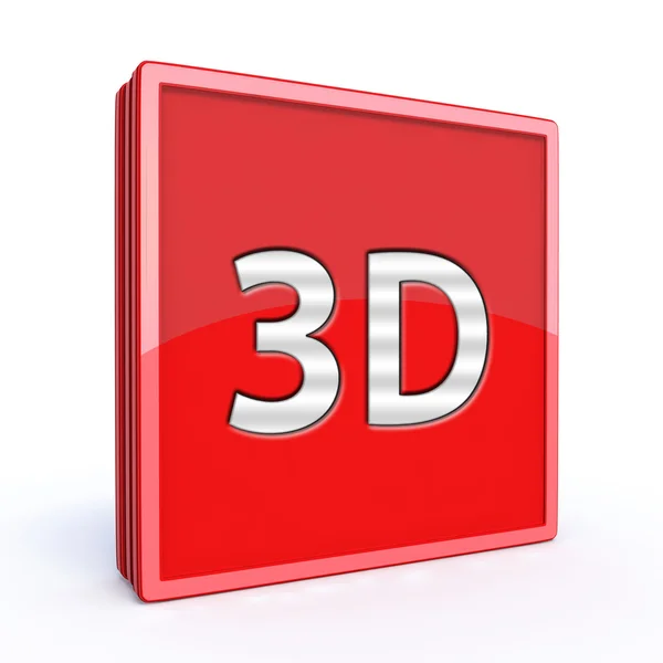 3D-vierkant pictogram op witte achtergrond — Stockfoto