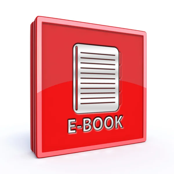 E-book icona quadrata su sfondo bianco — Foto Stock