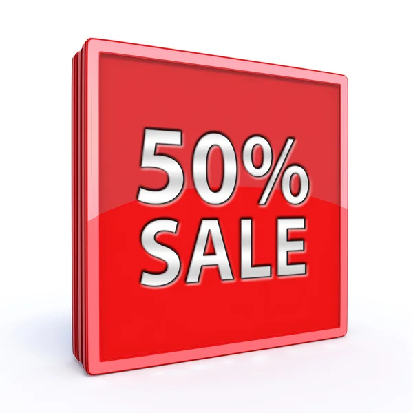 Sale fifty percent square icon on white background — Stock Photo, Image