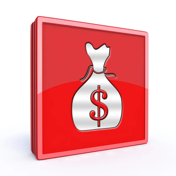 Dollar money bag square icon on white background — Stock Photo, Image