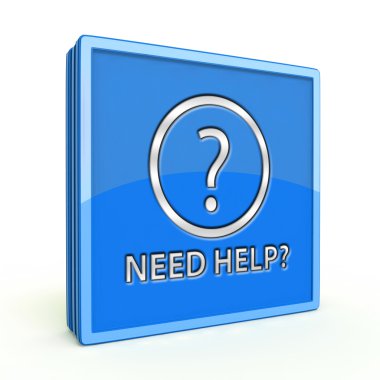 Beyaz arkaplanda kare simgesine yardım et