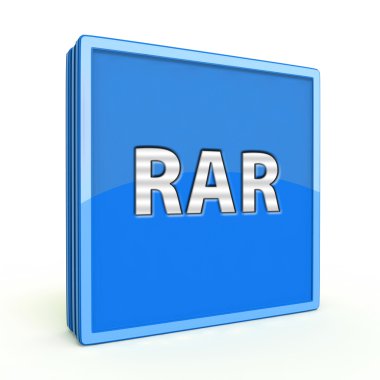 Beyaz arka plan üzerinde rar kare simgesi