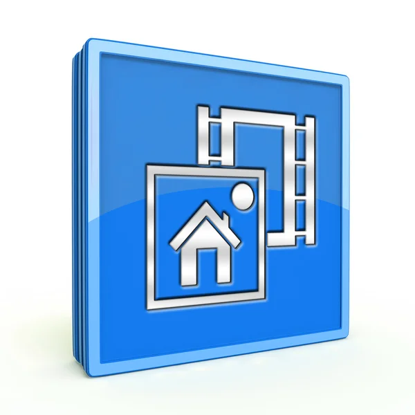 Media square icon on white background — Stock Photo, Image