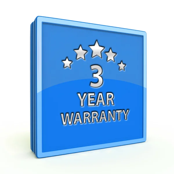 Three year warranty square icon on white background — Stock Photo, Image