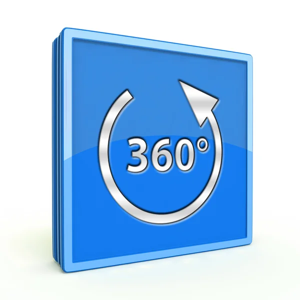 360 graden vierkante pictogram op witte achtergrond — Stockfoto