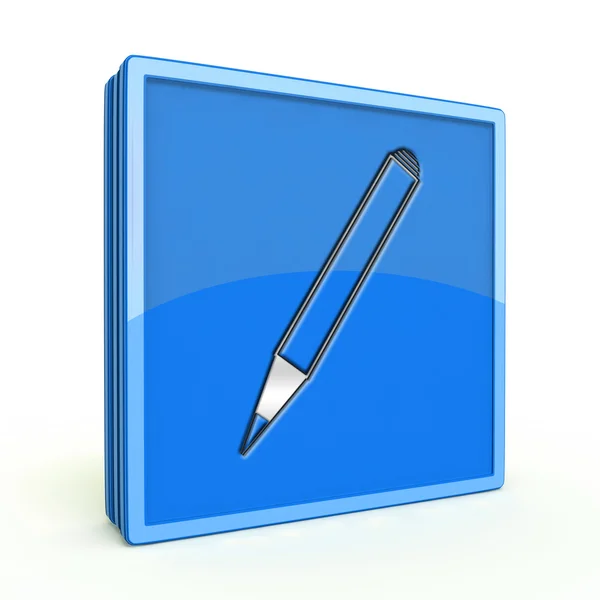 铅笔在白色背景上的正方形图标 — 图库照片