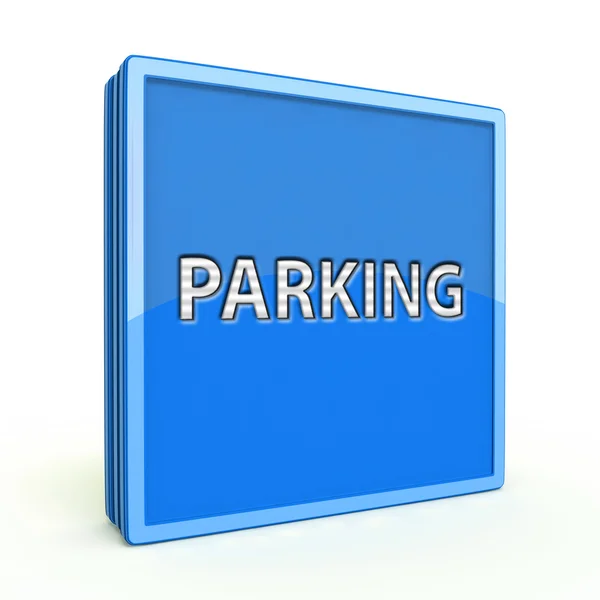 白い背景の四角形のアイコンを駐車場 — ストック写真