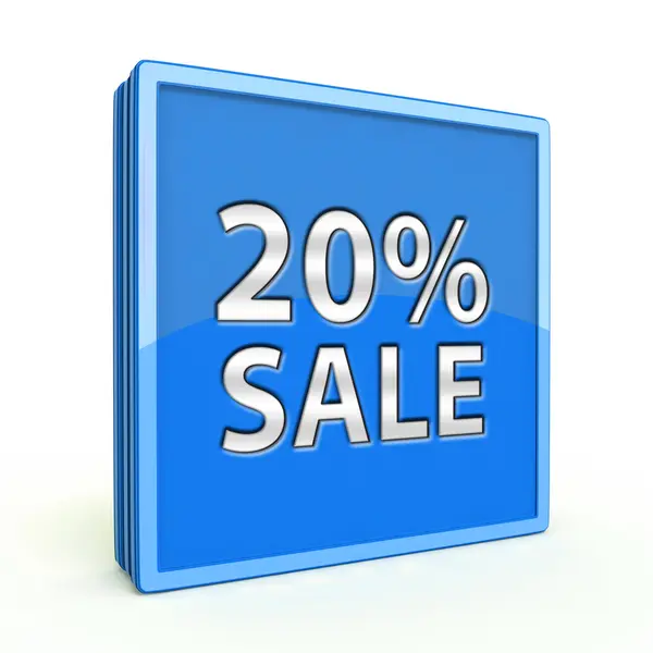Sale twenty percent square icon on white background — Stock Photo, Image