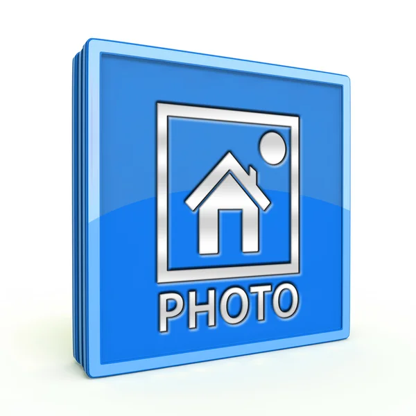 Fotografia ikona kwadrat na białym tle — Zdjęcie stockowe