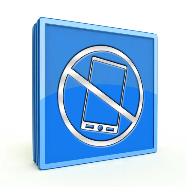 Teléfono prohibir icono cuadrado sobre fondo blanco — Foto de Stock