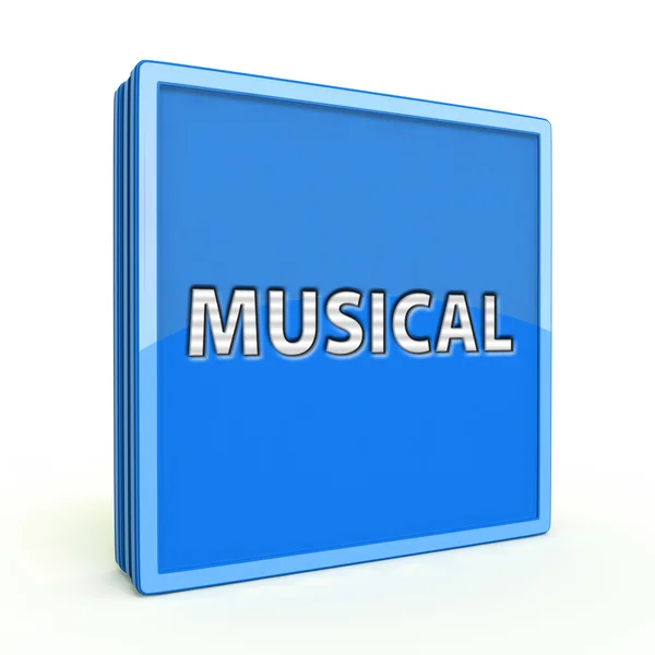흰색 배경 음악 사각형 아이콘 — 스톡 사진