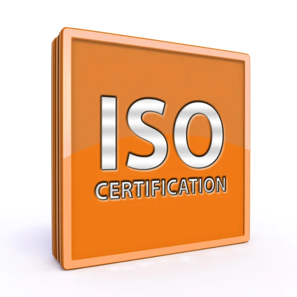 Iso certificazione icona quadrata su sfondo bianco — Foto Stock