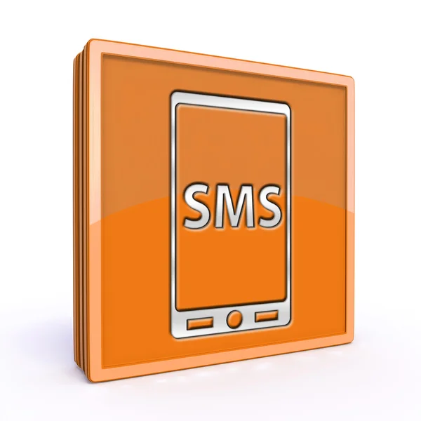 SMS simgesi beyaz arka plan üzerinde kare — Stok fotoğraf