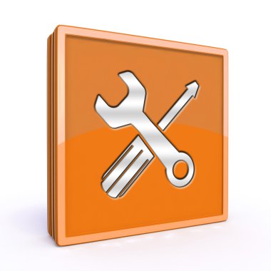 Ayarları simgesi beyaz arka plan üzerinde kare