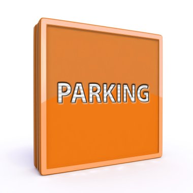 Kare simgesi beyaz arka plan üzerinde otopark