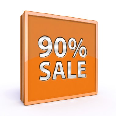 Beyaz arka plan üzerinde satış % 90'ı kare simgesi