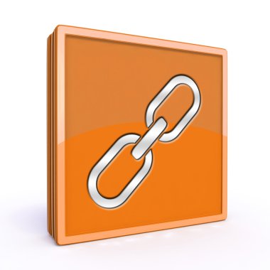 Beyaz arka plan üzerinde bağlantı kare simgesi