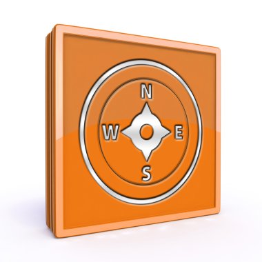 Beyaz arka plan üzerinde pusula kare simgesini