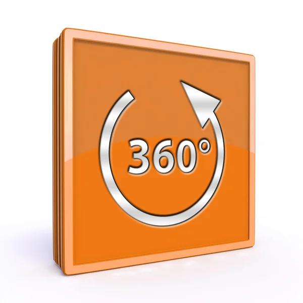 360 grader fyrkantiga ikonen på vit bakgrund — Stockfoto