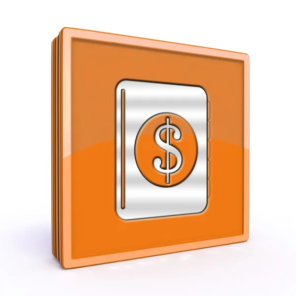 Dollaro libro di soldi icona quadrata su sfondo bianco — Foto Stock