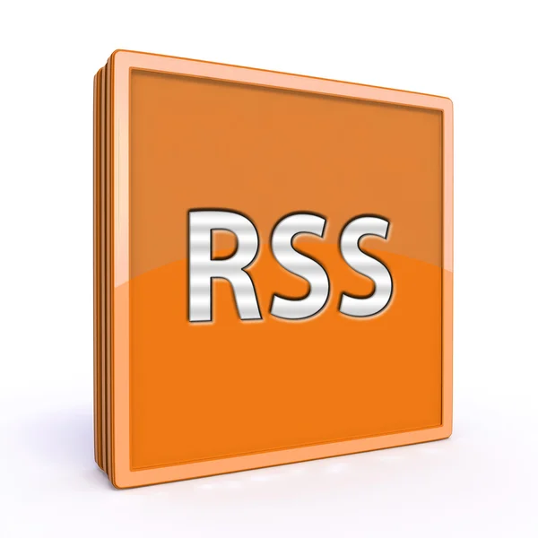 Rss 方形白色背景上的图标 — 图库照片